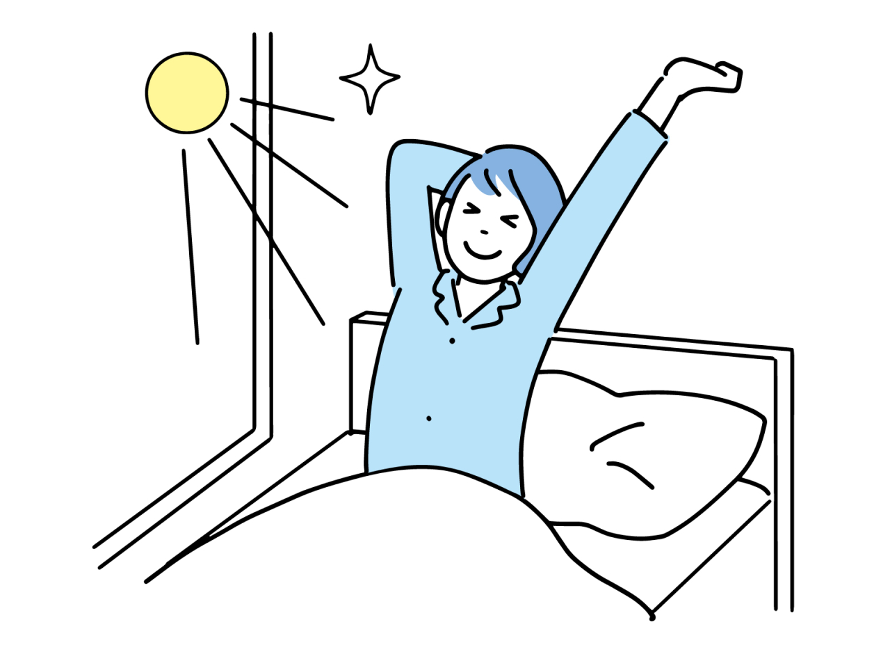 朝日を浴びる女性