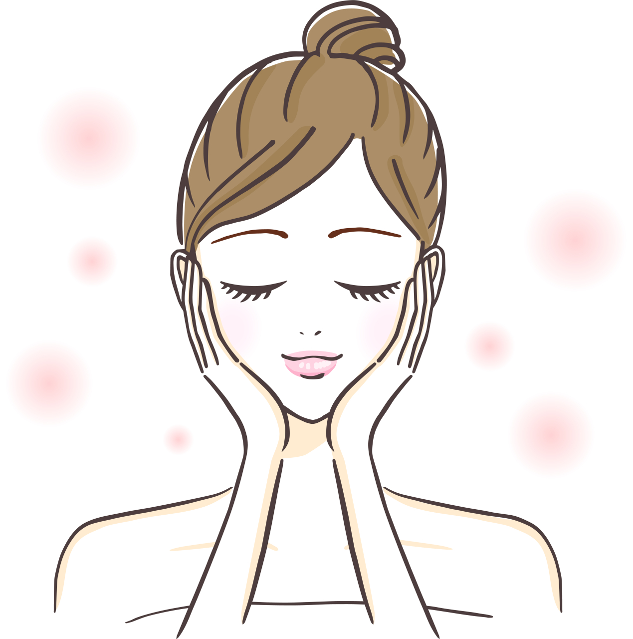 頬に手をあてる女性