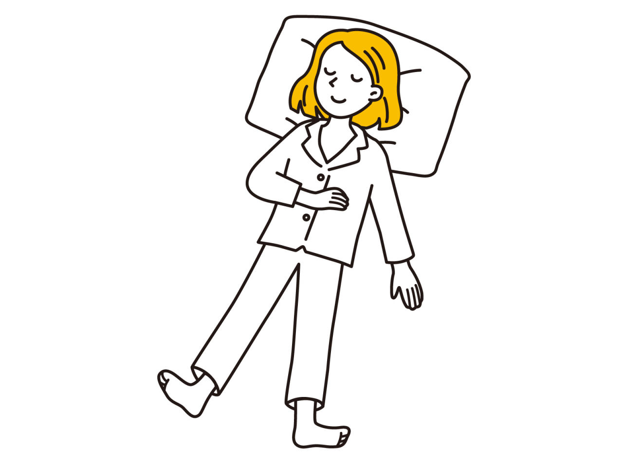 パジャマで寝る女性